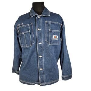 Musso Men's L Heavy Denim Barn Coat Cotton Field Jacket Metal Buttons Russia